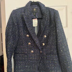 Never Worn House Of Harlow 1960 Sparkly Blue Metallic Tweed Blazer - Medium